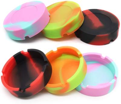 China Silica Gel Silicone Ashtray OEM Customized Easy To Clean Round Portable Heat Resistant Silicone Ashtray for sale