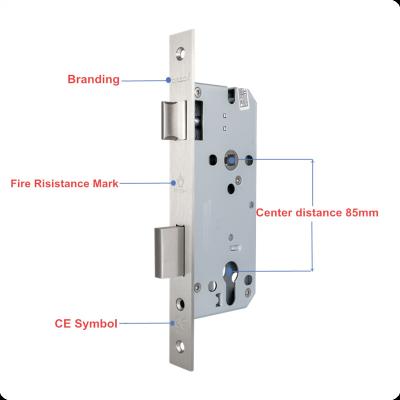 China Public Building Fire Rating 4 Hours Stainless Steel Mortise Lock Body European Standard 5585Z With CE EN12209/DIN18251 In Steel Door for sale