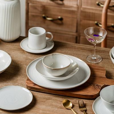 China Viable Exquisite Ceramic Commercial Luxury Ceramic Restaurant Tableware Set Household Dinnerware Set Dish for sale