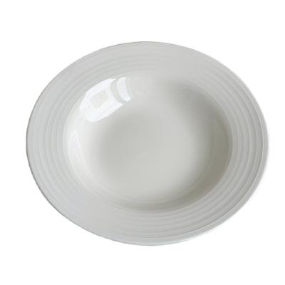 China Viable Customized Dinner Plates For Restaurants Dinner Restaurant Plate Round White Threaded Ceramic Dish for sale