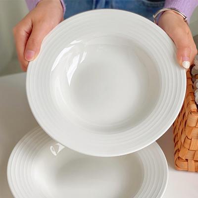 China 2023 Luxury White Ceramic Dinner Plate Wedding Dinner Plate Hotel Restaurant Ceramic Tableware Viable Ceramic Dishes Set for sale