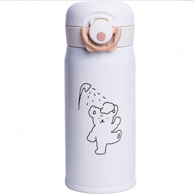 China PORTABLE Cute Portable Elastic Bear Water Cup Student Cartoon 350ml Lid Vacuum Insulation Cup Suitable For Girls for sale