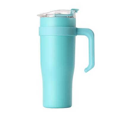 China Amazon Mug 40oz Double Layer Viable Hot Beer Mug With Handle Coffee Travel Vacuum Car Straw Water Cup for sale