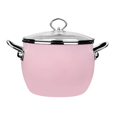 China Sustainable Universal Household Enamel Soup Pot Induction Cooker Porcelain Enameled Soup Pot Stew Pot Uncoated With Lid for sale