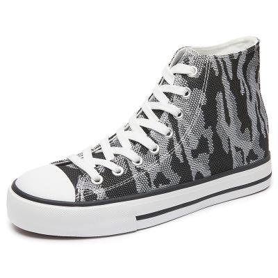 China Fashion Trend KH Factory Wholesale OEM Casual Lace Mesh Upper Casual Shoes Customized High Top Canvas Shoes For Women for sale