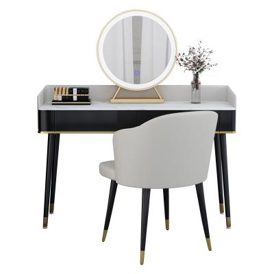 China Modern Nordic Simple Light Luxury Bedroom Furniture Dressing Table Set With LED Mirror Cabinet Dresser for sale