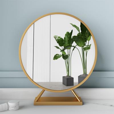 China High Quality Luxury Gold Metal Makeup Mirror Decorative Lighted Vanity Mirror With Bedroom for sale