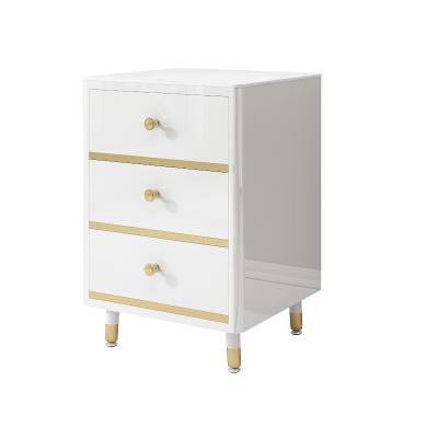 China Contemporary Modern Minimalist Gold Plated Stainless Steel INS Bedroom Locker Bedside Table for sale