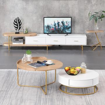 China (Other) Factory Price Adjustable Nordic Style Round Living Room Modern Wood Table Top Coffee Table Home Furniture for sale