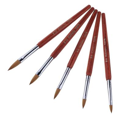 China Soft Nail Art Nail Brush Art Beauty 100% Nail Art Brush Red Wood kolinsky handle for sale