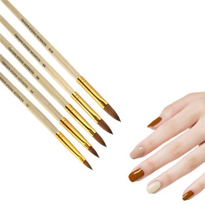 China Polish Drawing Pen Wooden Handle Pure Kolinsky 3d Nail Art Brush UV Gel Nail Polish kolinksy Acrylic Brush Nail Polish Art Brush For Nail Acrylic for sale