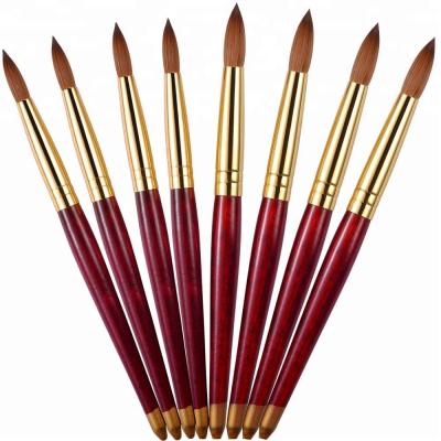 China Art Beauty Profession Red Wood High Quality 100% Kolinsky Round Shape Acrylic Nail Brush (RSize: 6,8,10,12,14,16,18, 20, and 22) for sale