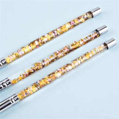 China Hot Sale Nail Art Beauty Factory Price Nail Brush Yellow Metal Hair Kolinsky Acrylic Handle Size #4#6#8#10#12#14#16 for sale