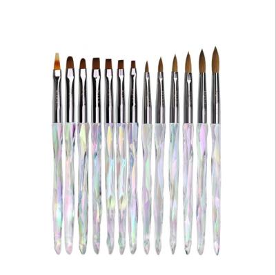 China Nail Polish Art Brush Glitter Handle Nail Art Painting Pen Nail Acrylic Gel Brush 13pcs/set for sale