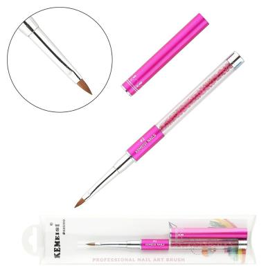 China Nail Art Beauty Esung 1PC Rhinestone Metal Handle Salon Using Acrylic 3D Brush Art Nails Design Kolinsky Nail Size 2 for sale