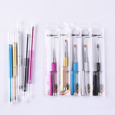 China Nail Art Beauty Rhinestone Nail Art Brush with Baking Polish Metal Handle Nail Art Brush 5 Kinds of Hair Tip for sale