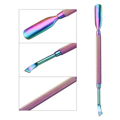 China Double-end pusher for pushing and cutting nail cuticle. 2 in 1 Professional Stainless Steel Nail Manicure Push Nail Gel Removal Tool for sale