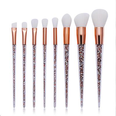 China Angular Blush 8 Pcs Crystal Handle Makeup Beauty Brushes Foundation Powder Brushes Make Up Brush Set for sale