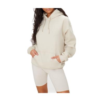 China Customized Oversized 100% Cotton Hot Sale White Long Sleeve Sweatshirt Anti-Shrink Women Hoodie for sale