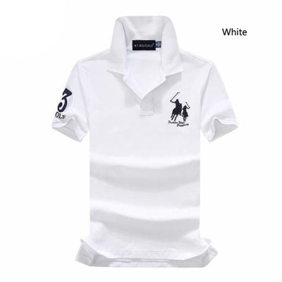 China Fashionable High-End 100% Blank T-shirt Anti-wrinkle T-shirts Cotton Polyester Solid Color Men's Polo Shirts Plain Golf Polo Shirt for sale