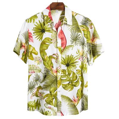 China Factory custom anti-pilling printed men's flamingos flowers Aloha Shirt Men Hawaiian Beach casual plus size shirts for sale