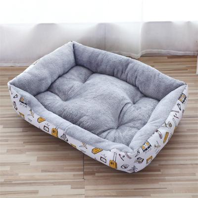 China High Quality Canvas Durable Using Pet Bed Canvas Arctic Velvet Fabric PP Cotton Non-Slip Square Pet Bed Mat for sale