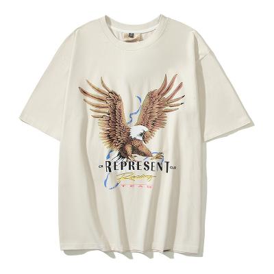 China Eagle Tshirt Custom LOGO Printed Anti-wrinkle Hip Hop T-shirt Casual Loose Trend High Quality Crew Neck Drop Shipping 1 Pcs for sale