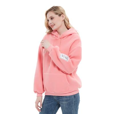 China Fashion Style Reversible Plain Cropped New Design Pink Hoodie Ladies Long Sleeve Women Sweatshirt for sale