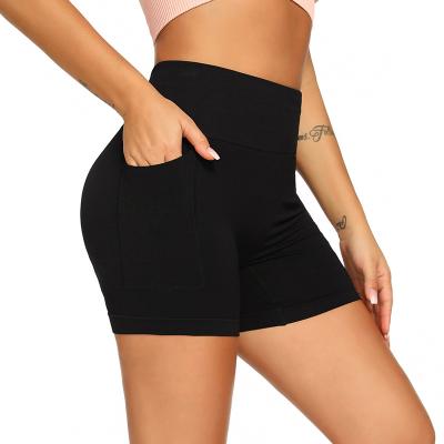 China New European and American Tight Buttocks Tight Fitness High-waisted Yoga Shorts Workout Yoga Pocket Breathable Running Pants For Women for sale