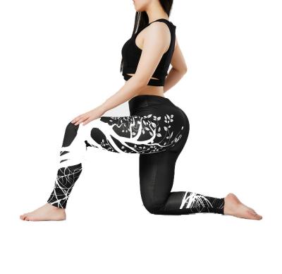 China Factory Supply Breathable Gym Workout Pants Black And White Fitness Yoga Running Leggings Women Sportswear Wholesale for sale