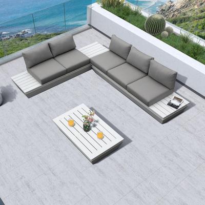 China 4 Seater Patio Garden Leisure Furniture Aluminium Outdoor Grey Sectional Sofa Set for sale