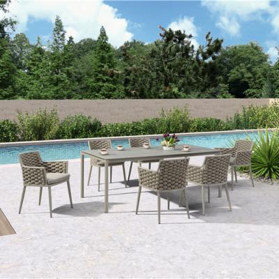 China Outdoor Garden Patio Furniture Classical Coffee Table Set 6 Seater Outdoor Furniture Aluminium Dinning Table Chair Set for sale