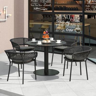 China Modern Design Dinning Table Chairs Set Restaurant Aluminum Rock Slab White Stone Slate for sale