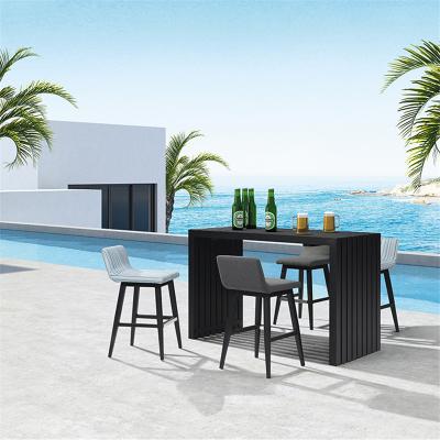 中国 Hotel Villia Apartment Courtyard Modern Black Rectangle High Bar Table Outdoor Bar Set Table And Chairs High Outdoor Set 販売のため