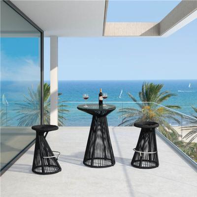 China Resort Furniture Aluminum Party Outdoor High Top Cocktail Bar Furniture Table And Chairs Set for sale