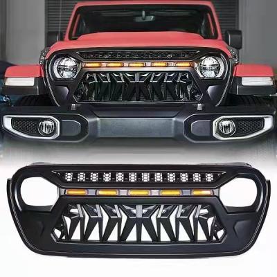 China Replacement ABS Plastic Matte Black Bumper Mesh Grille with LED Lights for Jeep Wrangler JL 18-21 for sale