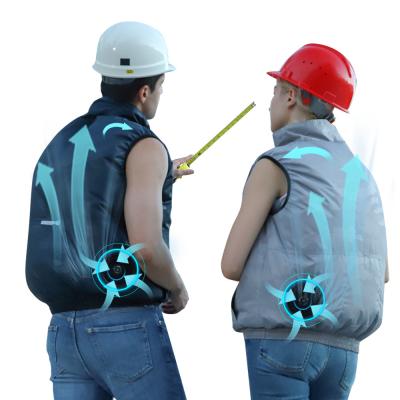 China Summer Battery Operated Air Conditioning Clothes Outdoor Waist Coat Cooling Vest With Fan For Workers Sports for sale