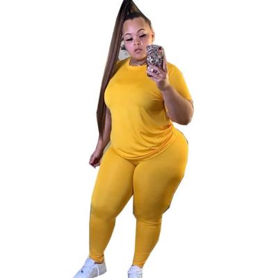 China Sustainable Loose Pants Short Sleeve T-Shirt Xl-5Xl Sets Plus Size Women Clothing for sale