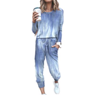 China Sustainable Printing Long Sleeve Pants Casual Suit Lounge Wear Two Piece Set Plus Size Fall Women Clothing for sale