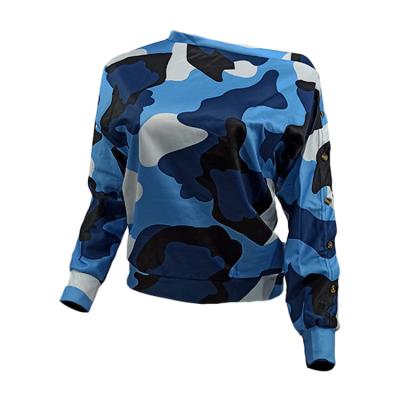 China Soft Oblique Shoulder Camouflage Off Shoulder Crop Top Plus Size Women Plus Size Sweaters for sale