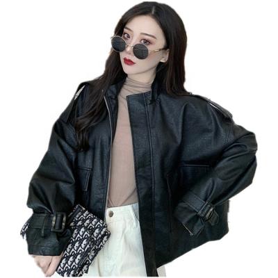 China Viable Ladies Wholesale Women's Pu Leather Jackets Girls Pu Leather Collar Women's Jackets for sale