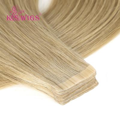 China Adhens Hair Silky Straight Wave K.S WIGS Luxury European Tape Extens Double Drown Remy Hair 100 Hair for sale