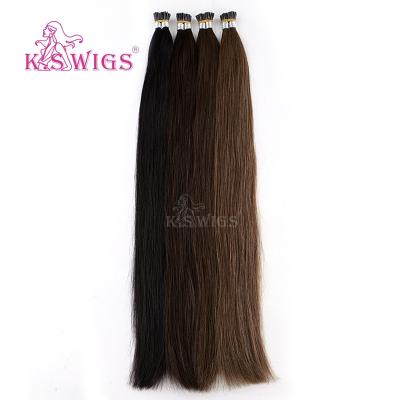 China K.S silky straight wave WIGS I tip hair extensions 20 inch dark color stick tip hair extension for sale