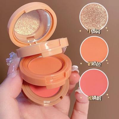 China Round Face Vegan Powder Blush And Highlight Palette Custom Logo Cosmetics Makeup Palette Private Label Blush for sale