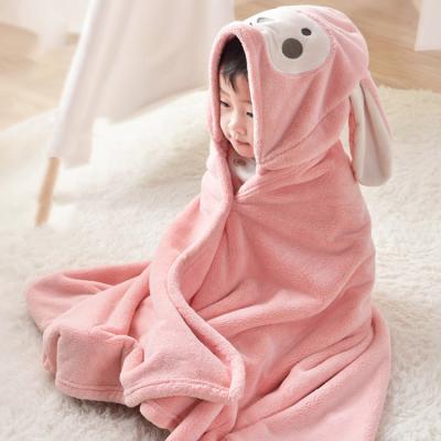 China QUICK DRY Manufacturers Wholesale Custom Logo Children's Coral Velvet Bathrobe Kids Bathrobe With Soft Cloth Cotton Towel Hoodie for sale