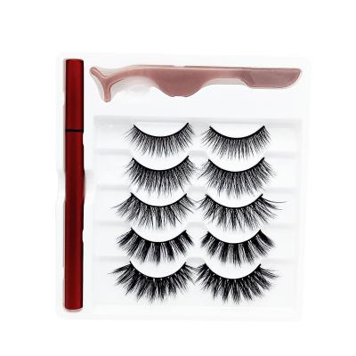 China Eye Mink Lashes Wholesale Eye Lashes False Eyelashes Full Strip Lashes 3d Lashes 25mm Mink 5d Eyelashes With Eyeliner for sale