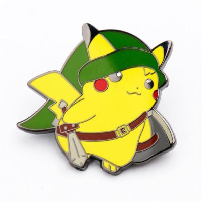 China Wholesale Party Emblem Logo Pikachu Japan Cartoon Hard Enamel Thumbtack Pin Custom for sale