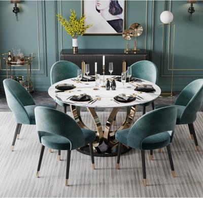 China (Size) Round Marble Table Adjustable Luxury Marble Dining Top With Stainless Steel Table Legs Dining Table Set for sale