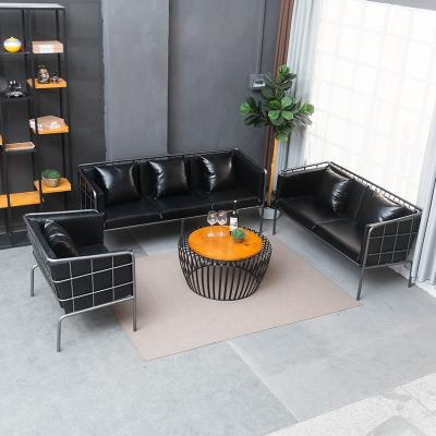 China (Other) Nordic Adjustable Office Sofa Set Furniture Three Person Sofa In Reception Room Leather Living Room Sofas for sale