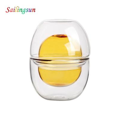 China Food grade fancy cover safe design handcraft double wall pyrex thermo cooking tea glass coffee mug for sale